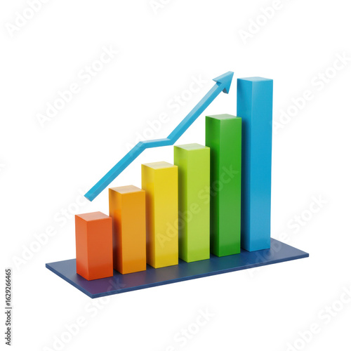Free Download Colorful bar graph with arrow indicating growth isolated PNG with Transparent Background - GFXLoad