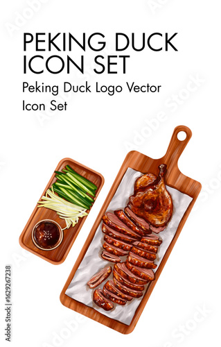 Peking duck logo vector Icon set