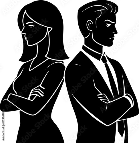 Couple conflict relationship problems divorce disagreement frustration vector