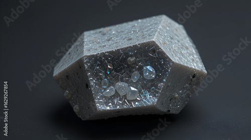 Wallpaper Mural A single molybdenite crystal with a metallic gray color and a pearly luster. The crystal is hexagonal in shape, with smooth surfaces and sharp edges. The background is dark Torontodigital.ca