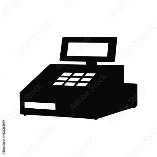 Simple black and white illustration of a point of sale system