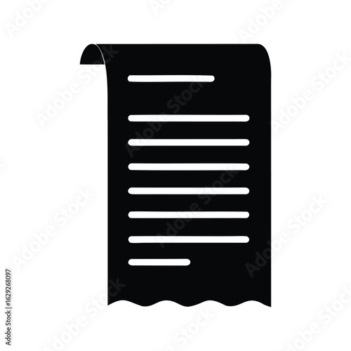 Silhouette of a document or receipt with horizontal lines of text