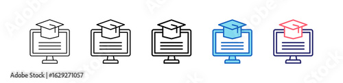 Elearning Icon In 5 Different Styles Set Collection.   