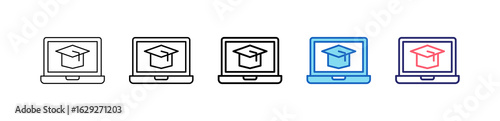 Elearning Icon In 5 Different Styles Set Collection.   