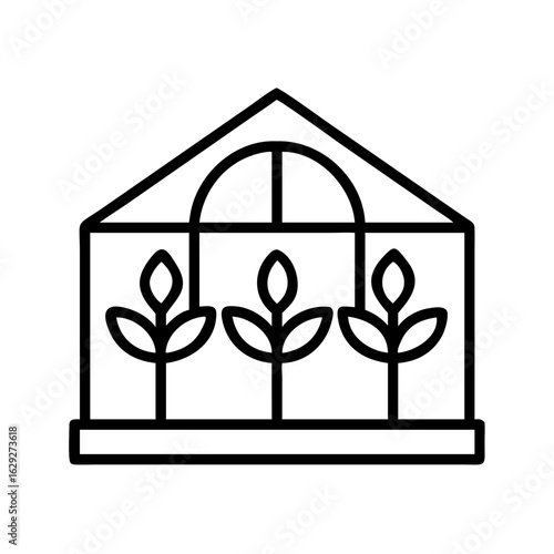 Greenhouse plants growing indoor gardening and farming vector icon for agriculture and botany