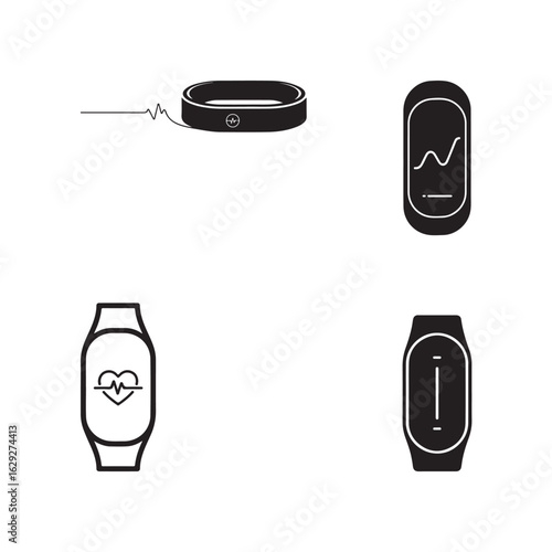 Vector Illustration of Modern Fitness Trackers