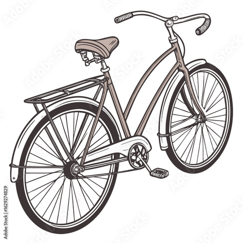 Vector art of a vintage bicycle isolated on a white background