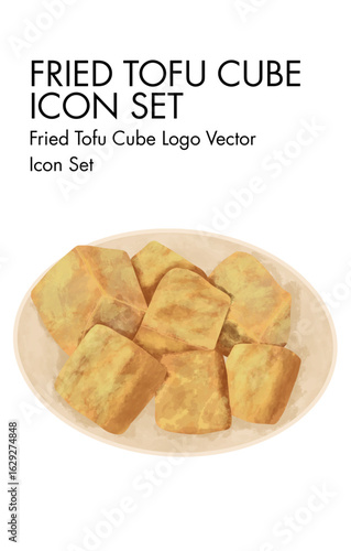 Fried tofu logo vector icon set
