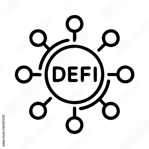 Defi decentralized finance network blockchain technology crypto currency innovation concept icon