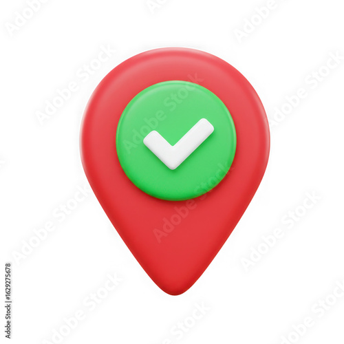 Free Download Red map pin with green checkmark isolated on transparent background - GFXLoad