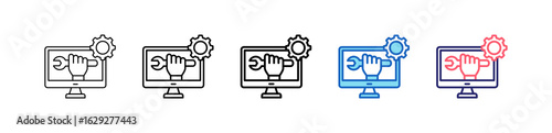 Machine Repair Icon In 5 Different Styles Set Collection.   