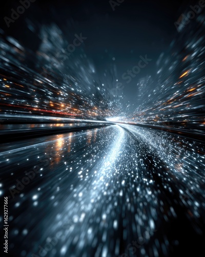 Fototapeta Naklejka Na Ścianę i Meble -  Night city street, motion blur, lights streaking