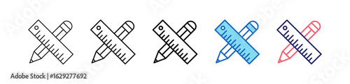 Drawing Tools Icon In 5 Different Styles Set Collection.   