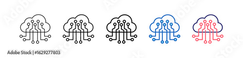 Internet Of Things Icon In 5 Different Styles Set Collection.   