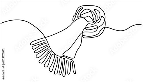 
Autumn scarf continuous one line drawing, single line art, minimalist sketch line vector illustration, Scarf one line drawing vector. concept of dressing warmly, cold snap or autumn-winter season.