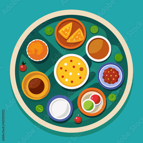 vector illustration of indian thali