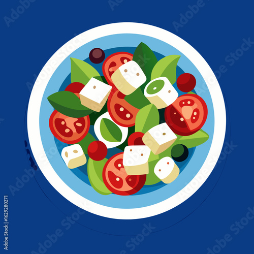 stylized vector of a greek salad with olives and tomatos