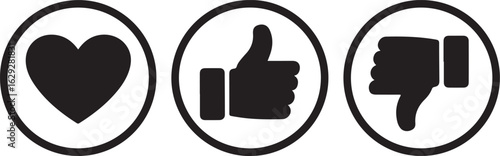 Social media icons heart like and dislike symbols