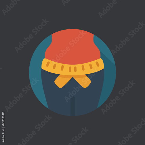Flat belly fat icon for obesity, weight gain, unhealthy lifestyle, diet awareness, and fitness motivation in modern colorful vector design