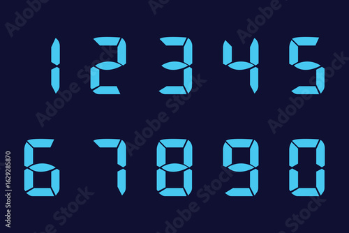 Digital numbers in vector 0 and 10 on white background.
