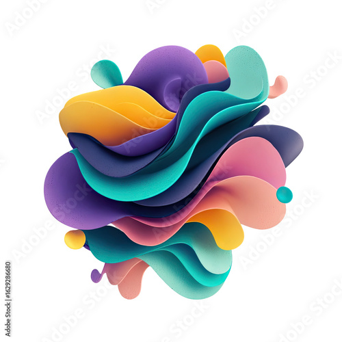 Abstract colorful blob with wavy, overlapping shapes