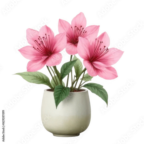 Wallpaper Mural Pink Flowers in White Pot on Transparent Background Torontodigital.ca