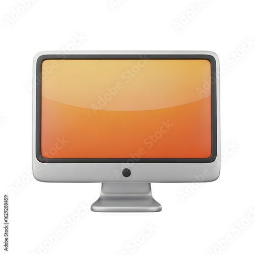 Modern computer monitor displaying a warm orange gradient isolated on transparent background