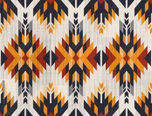 Aztec pattern on beige background.Beige arrow border shape.Triangle pattern.Native American Indian.Vertical pattern.Zigzag.Yarn.Diamond.Seamless.DIgital design.Illustration.Modern.Fabric Design.Ethnic