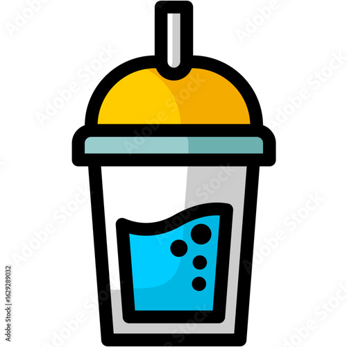 Refreshing cold beverage in a clear cup with a straw, perfect for summer refreshment and cool drinks.