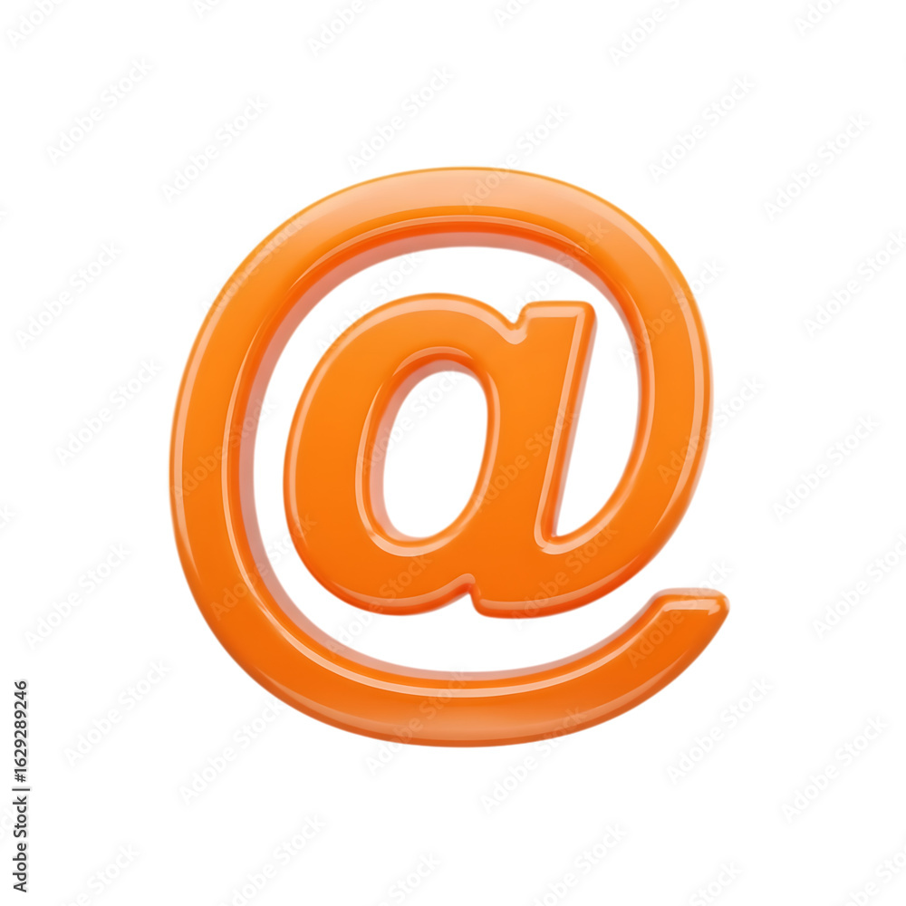 Obraz premium Glossy orange at symbol isolated on transparent background
