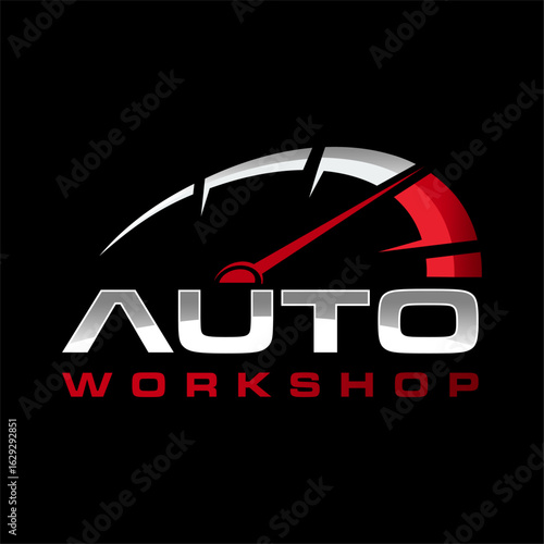 RPM performance logo.  Auto Speed ​​acceleration symbol. Automatic speed rotation icon Speedometer dial symbol. vector graphic logo design	