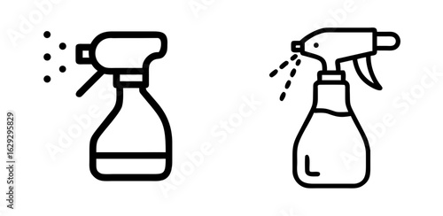 Spray Bottle Outline Icon with Trigger Nozzle for Cleaning