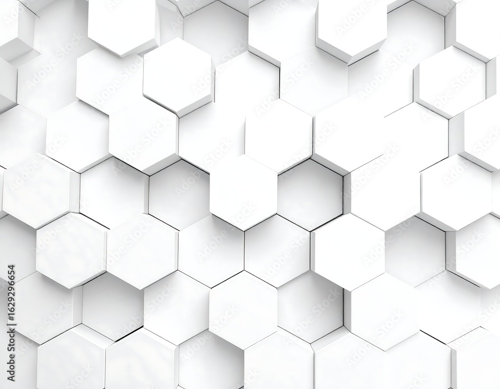 Fototapeta premium Abstract 3D rendering of a white hexagonal pattern, creating a textured surface