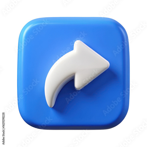 3d blue share icon with white arrow isolated on transparent background
