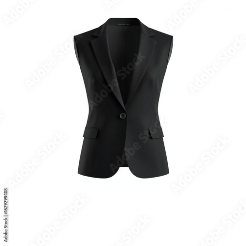 Elegant black sleeveless blazer vest for women