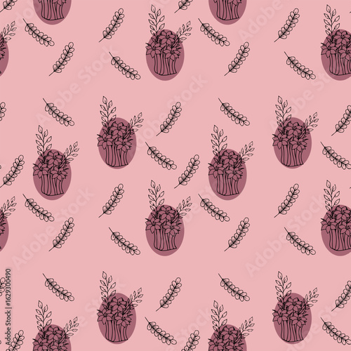 Seamlessly Patterned Decorative Floral Design with Flowers and Leaves. Ideal for decorating textiles, wallpapers, or packaging designs, bringing a lively and natural look.