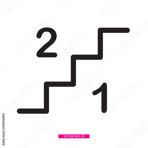 Stairs4-1. 2nd floor and 1st floor stair display icon. 2nd floor display icon with round end of white background. eps