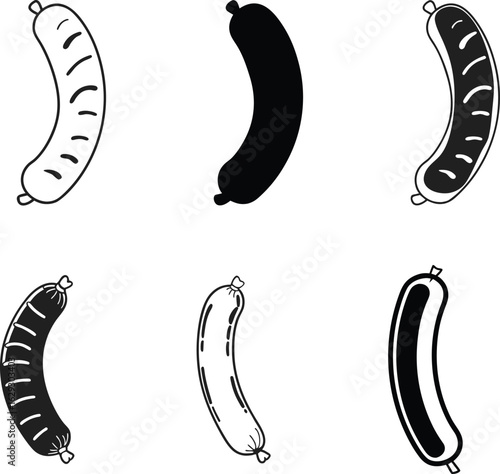 Classic Sausage Icon Vector Illustration for Food and Grill Designs.