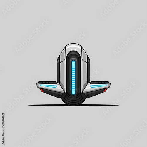 Electric One Wheel Scooter Personal Transport Device Isolated on Gray Background