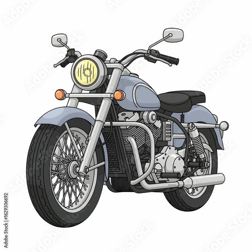  Vintage grey cruiser motorcycle with upright handlebars and classic silhouette