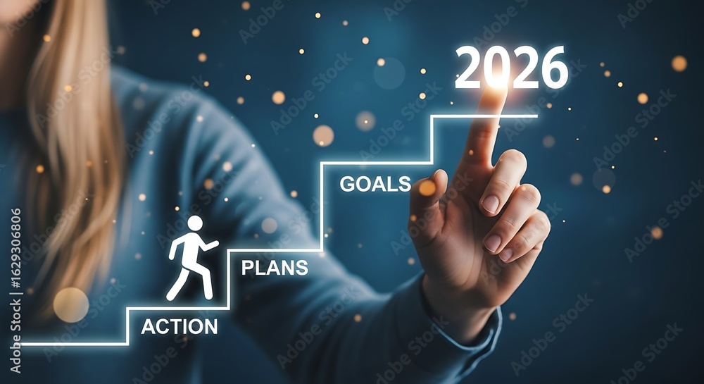 Naklejka premium Reaching New Heights of Success in 2026