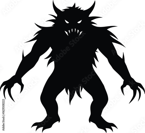 horror monster silhouette vector elements for clipart spooky shadow character illustration design