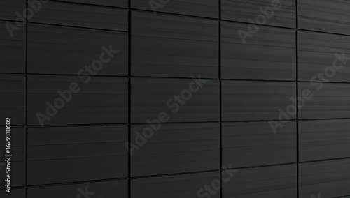 Wallpaper Mural Dark gray grid of rectangular panels with subtle horizontal lines and perspective, suggesting a modern architectural or industrial setting Torontodigital.ca
