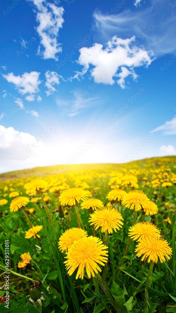 Obraz premium Sunny dandelion field (1)