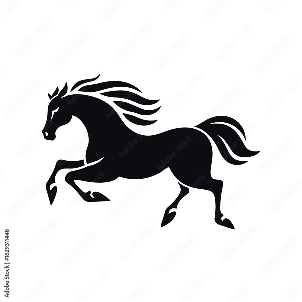 Obraz premium Elegant Horse Silhouette – Vector Illustration of Running Stallion