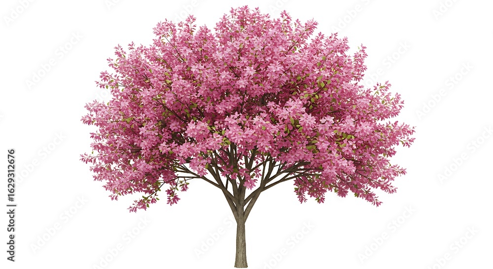 Obraz premium Beautiful Blossoming Spring Tree Isolated on White Background.
