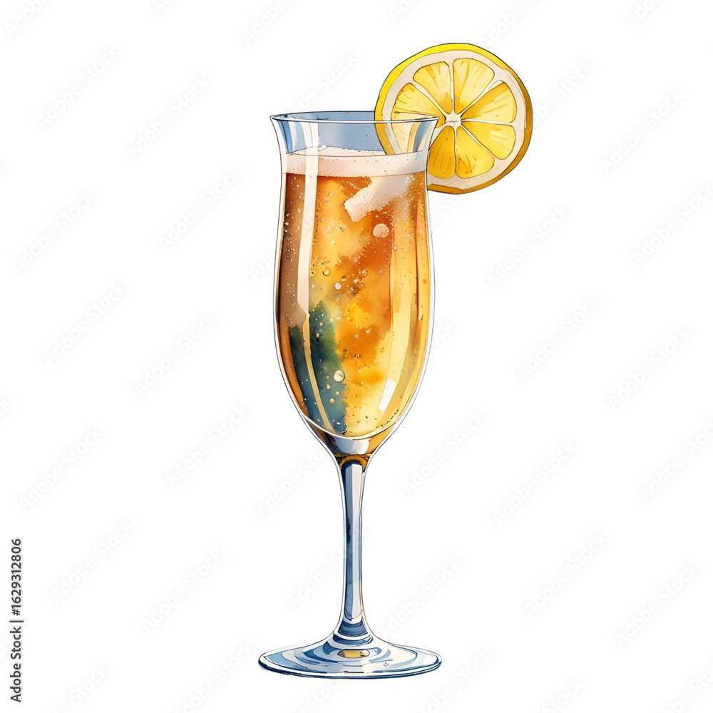 Mimosa in flute with orange juice gradient Mimosa in flute with orange juice gradient
