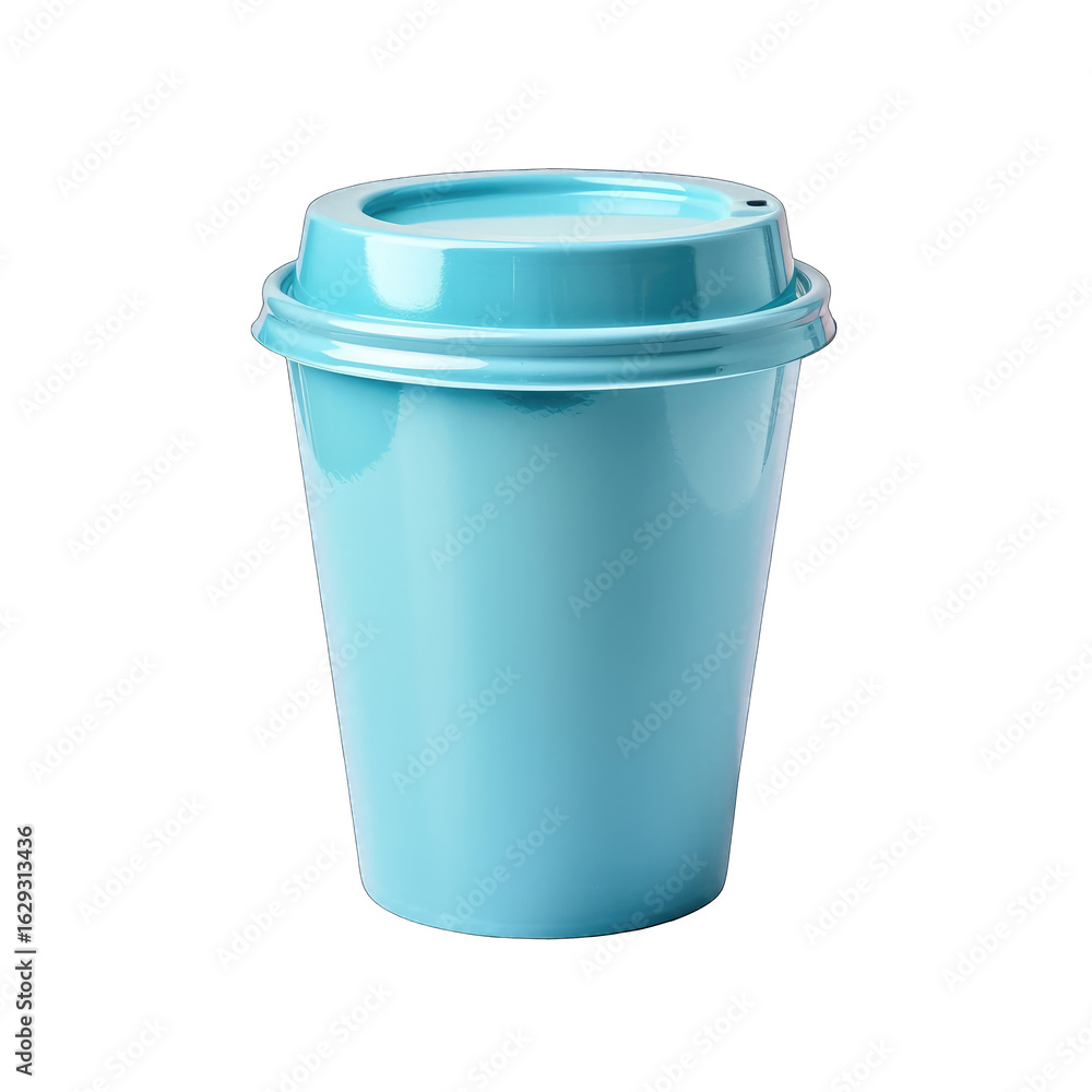 Light teal plastic disposable coffee cup with lid Light teal plastic disposable coffee cup with lid