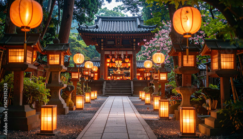 祭り　提灯　生成AI　背景　