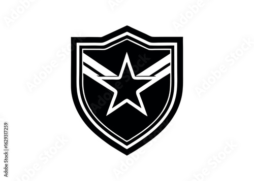 Free Download Black shield with white star and stripes emblem silhouette - GFXLoad